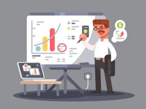 Business analyst shows presentation Stock Illustration