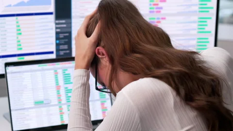 Business Analyst Struggles With Headache While Coding Reports Stock Footage 345860615