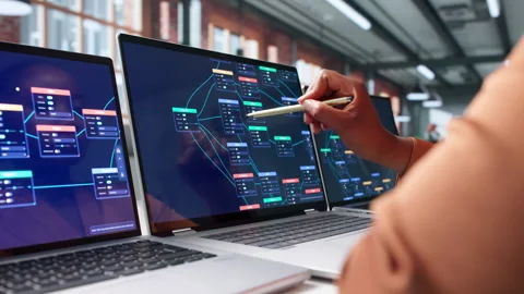 Business Analyst Uses Visual Low Code Platform Stock-Footage 345852445
