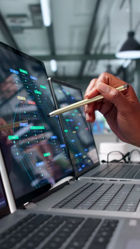Business Analyst Uses Visual Low Code Platform Stock Footage 345853297