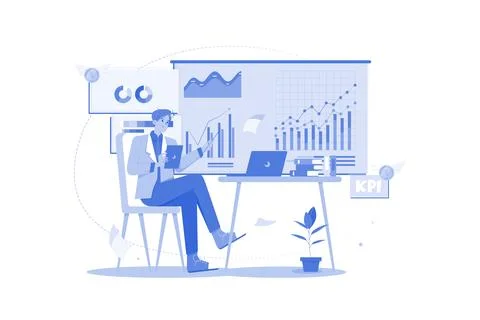 Business Analyst using data to inform decisions. 스톡 일러스트