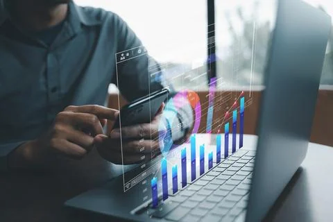 Business analyst using digital tools to analyze data for corporate strategy Stock Photos