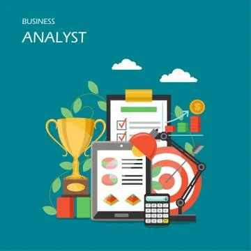 Business analyst vector flat style design illustration Stock Illustration