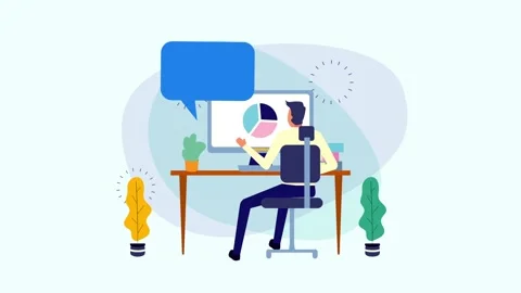 Business analyst working on computer with financial data and pie chart anim.. Stock Footage 333294415