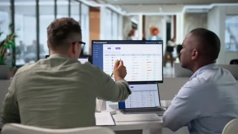 Business Analysts Discuss Software Solutions Stock Footage 346927343