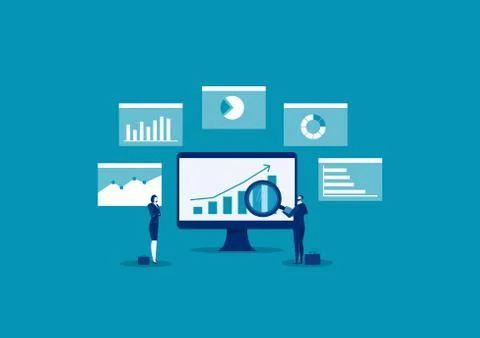 Business analytical data experts manage the data.vector illustrator Stock Illustration