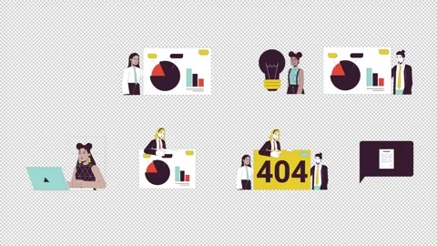 Business analytics with 404 error cartoon animation pack Stock Footage 345571053