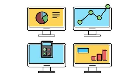 Business analytics and big data computer monitors Illustration