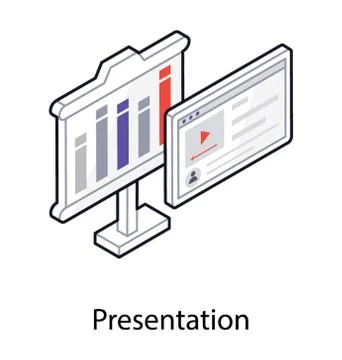 Business analytics and data chart, online presentation icon 스톡 일러스트