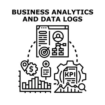 Business analytics and data logging concept illustration Illustrazione stock