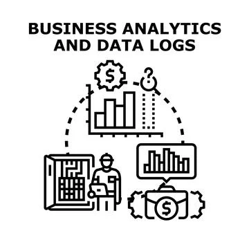 Business analytics and data logs concept processing information Stock Illustration