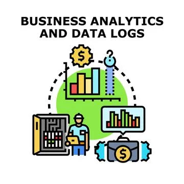 Business analytics and data logs concept processing information Stock Illustration