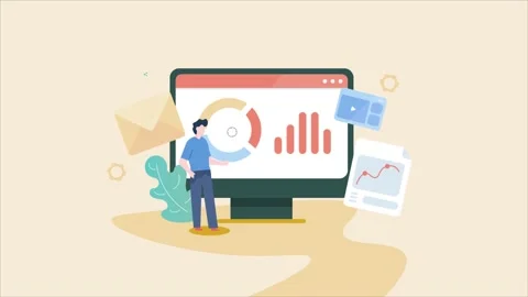 Business analytics and data management software on screen. Stock Footage 160796628