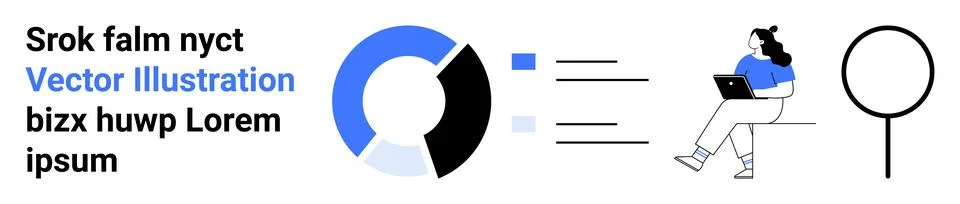 Business Analytics and Data Presentation with Illustrations and Text Blocks.. Stock Illustration