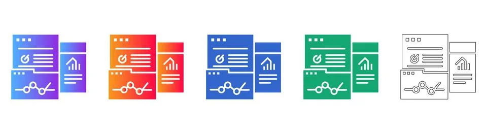Business Analytics and Data Report Icons Stock Illustration