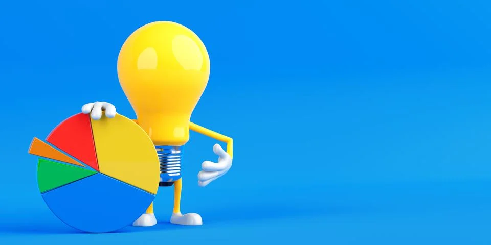 Business Analytics And Data Strategy Concept. Light Bulb Character Holding .. Stock Illustration