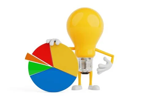 Business Analytics And Data Strategy Concept. Light Bulb Character Holding .. 스톡 일러스트