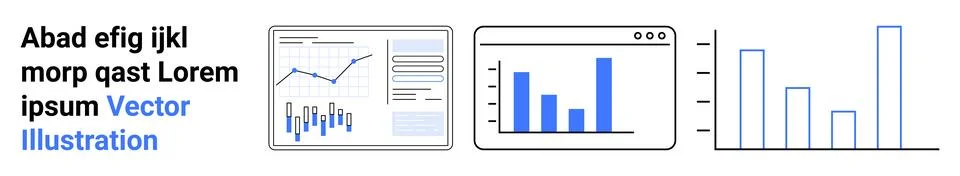 Business Analytics and Data Visualization Using Bar Graphs and Line Charts Illustrazione stock