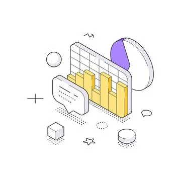 Business Analytics And Data Visualization Dashboard Isometric Vector Illust.. Stock Illustration