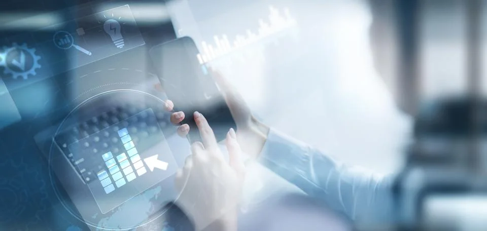 Business Analytics and Data Visualization Technology Concept Illustrated on V Stock Photos