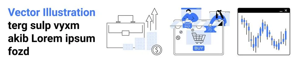 Business Analytics and E-commerce Activities in Modern Digital Workspace Stock Illustration
