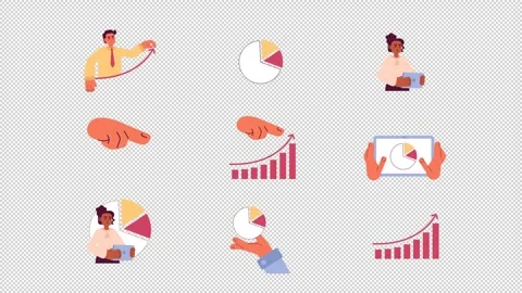 Business analytics and growth data cartoon animation pack Stock Footage 344958014