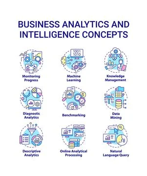 Business analytics and intelligence concept icons set イラスト素材