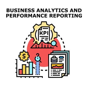 Business analytics and performance reporting concept with data dashboard Stock Illustration