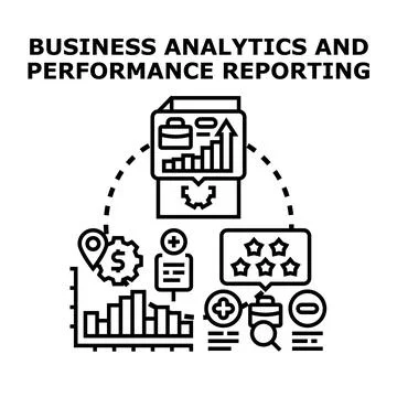 Business analytics and performance reporting concept illustration Stock Illustration