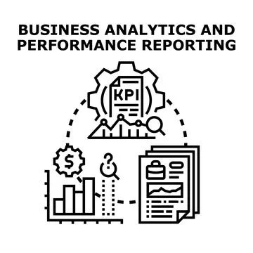 Business analytics and performance reporting concept with data dashboard Stock Illustration
