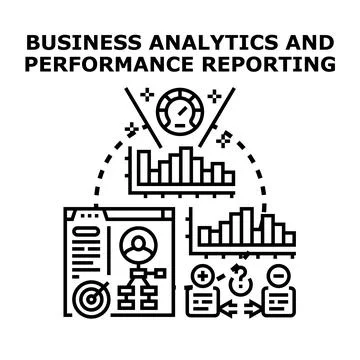 Business analytics and performance reporting concept illustration Stock Illustration