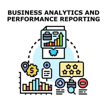 Business analytics and performance reporting concept illustration Stock Illustration