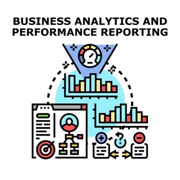 Business analytics and performance reporting concept illustration Stock Illustration