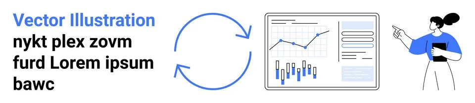 Business Analytics and Presentation with Graphs and Data Representation Illustrazione stock