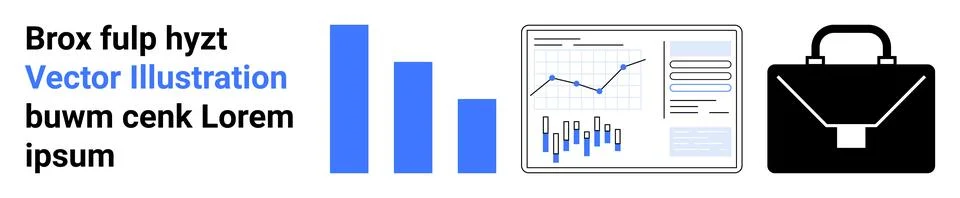 Business Analytics and Professional Tools featuring Bars, Graphs, and Briefca 스톡 일러스트