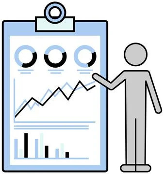 Business analytics and statistics. Performance with chart. Manager shows イラスト素材