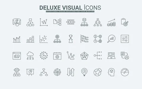 Business analytics, artificial intelligence service for data processing line Stockillustratie