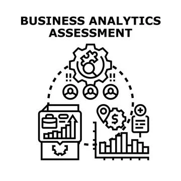 Business analytics assessment concept with data management Illustrazione stock