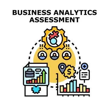 Business analytics assessment concept with data management Stock Illustration