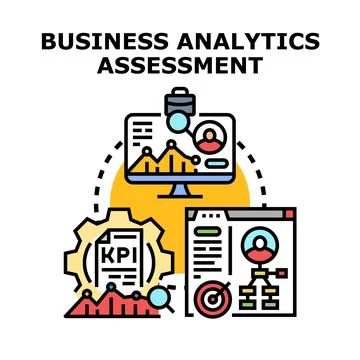 Business analytics assessment conducting data evaluation process Illustrazione stock
