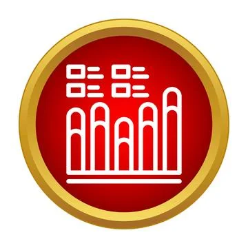 Business analytics bar chart red gold button icon 스톡 일러스트