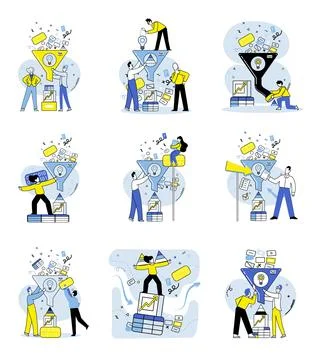 Business analytics. Business analytics helps businesses make informed decisions Stock Illustration
