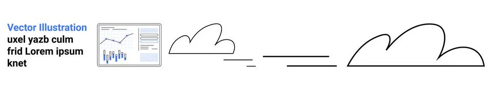 Business Analytics Chart with Graphs and Simple Cloud Sketches Illustrazione stock