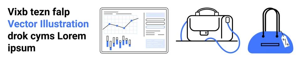 Business Analytics Chart, Office Bag, and Handbag for Business and E-commer.. Stock Illustration