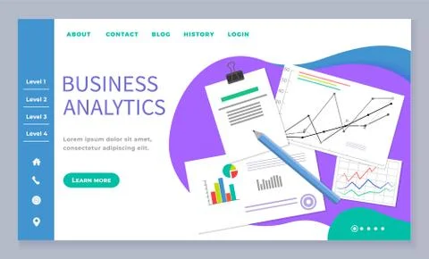 Business Analytics Chart Web Landing Page Template Illustrazione stock
