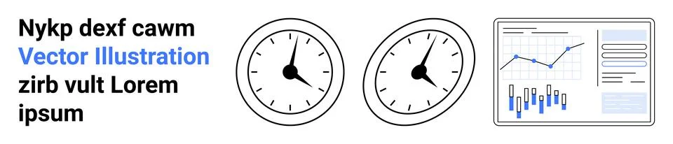 Business Analytics with Clocks and Graphs 스톡 일러스트