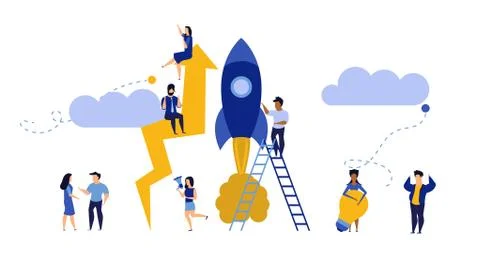 Business analytics in cloud arrow vector leadership company. People challenge 스톡 일러스트