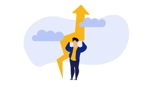Business analytics in cloud arrow vector leadership company. People challenge Illustrazione stock