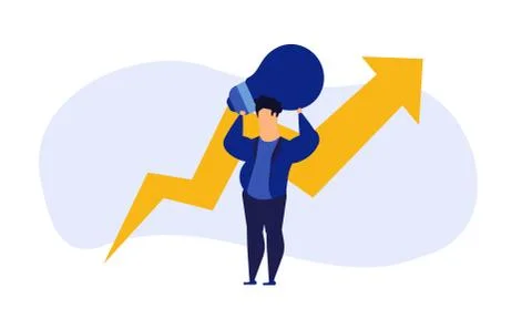 Business analytics in cloud arrow vector leadership company. People challenge Illustrazione stock