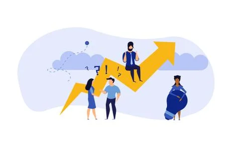Business analytics in cloud arrow vector leadership company. People challenge Illustrazione stock